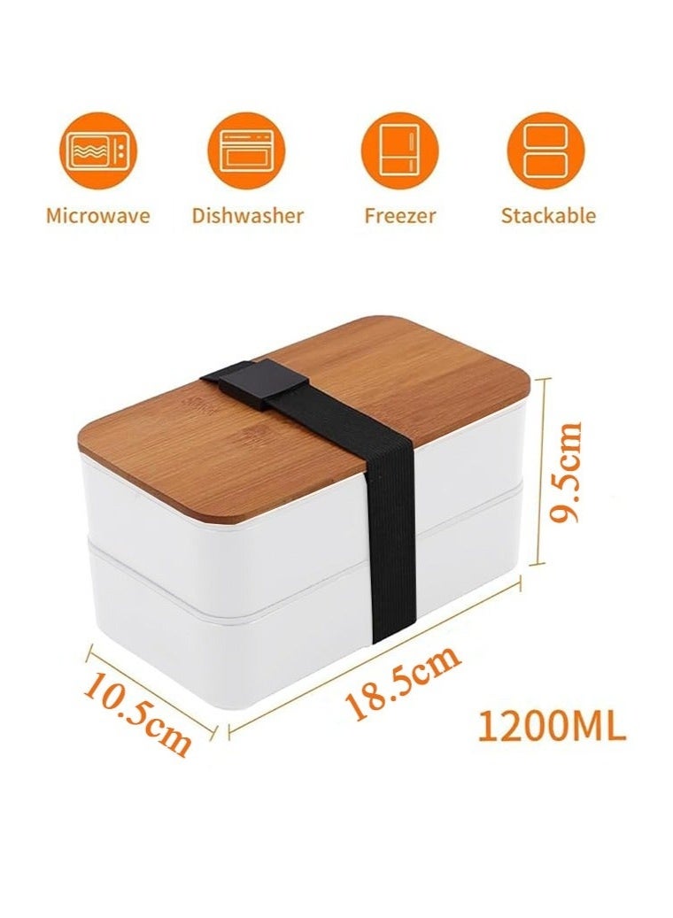 2- Layer Leakproof Bento Box-Large Lunch Box with Compartments und Cutlery Set-Food Picks for Lunch Box Containers for Adults-Microwave Food SafeBento Boxes - Image 3