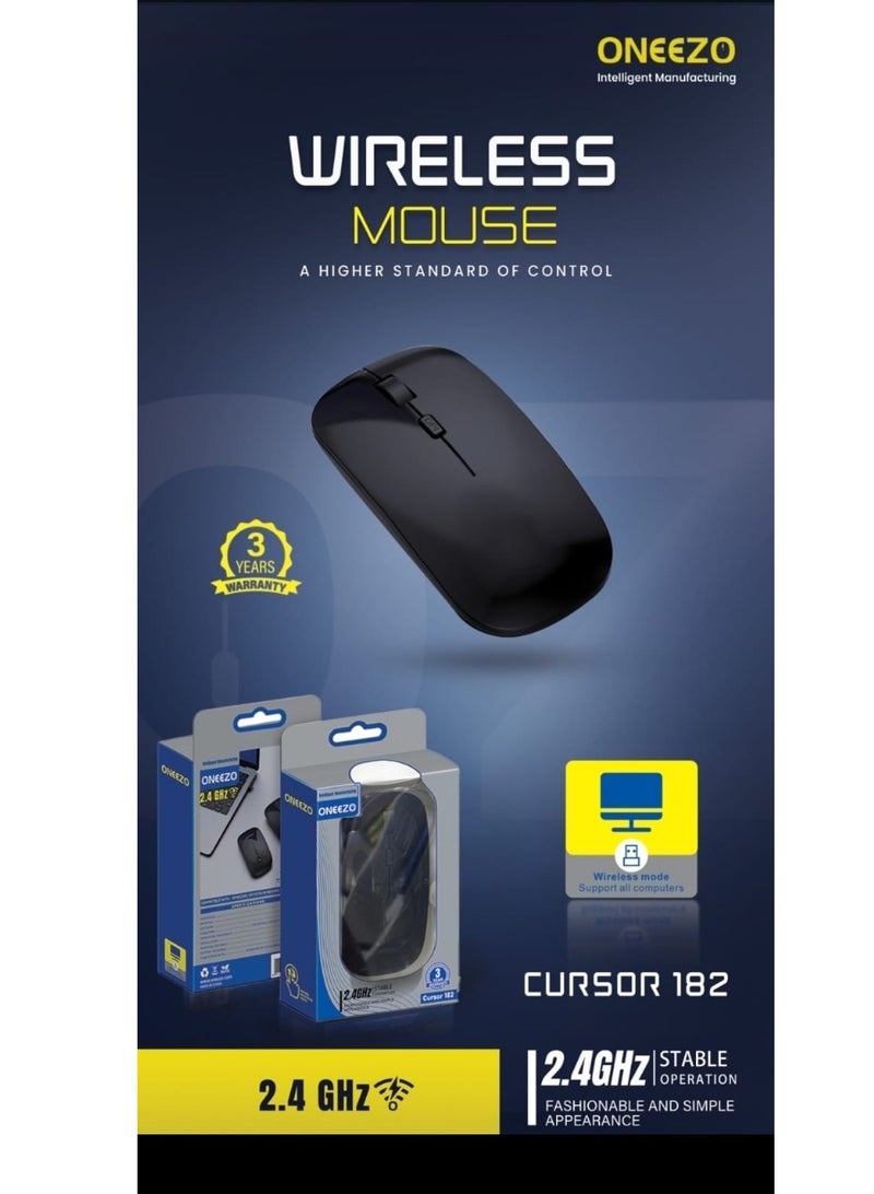 ONEEZO Wireless Mouse, 2.4G Wireless Technology, Optical Tracking, Up to 10m Wireless Range Ergonomic Design, Black - Image 3