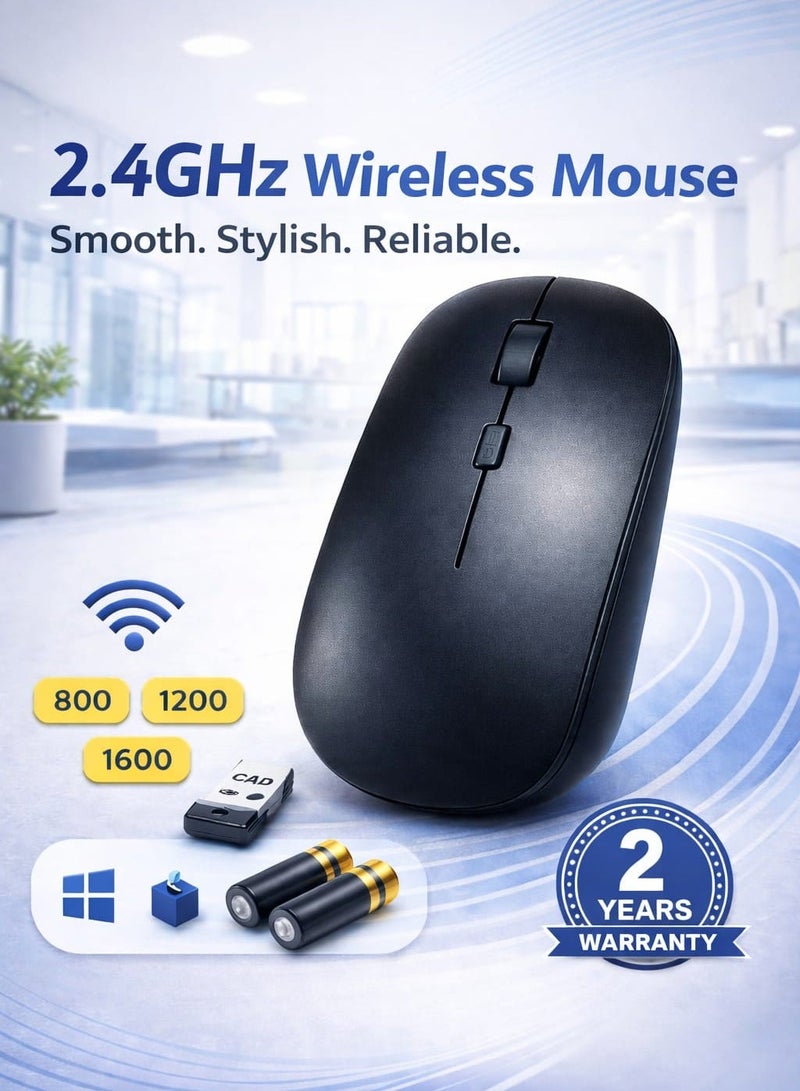 ONEEZO Wireless Mouse, 2.4G Wireless Technology, Optical Tracking, Up to 10m Wireless Range Ergonomic Design, Black - Image 1