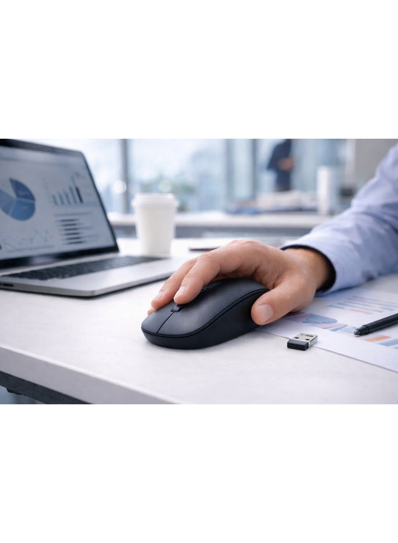 ONEEZO Wireless Mouse, 2.4G Wireless Technology, Optical Tracking, Up to 10m Wireless Range Ergonomic Design, Black - Image 3