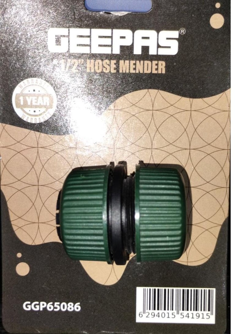 GEEPAS 1/2" Hose Mender, Hose Repair Connector, GGP65086 | 1/2-inch Garden Hose Pipe Quick Repair Connection | No Tools Needed | Leakproof Design | Rust Proof