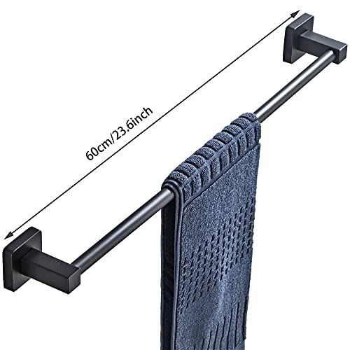 bluebyrne Matte Black Bathroom Hardware Set 4 Pieces,Bathroom Accessories Set Stainless Steel Wall Mounted, Hand Towel Bar, Towel Ring, Robe Towel Hooks,Toilet Paper Holder,Towel Bar Set, 23.6 Inch - Image 3