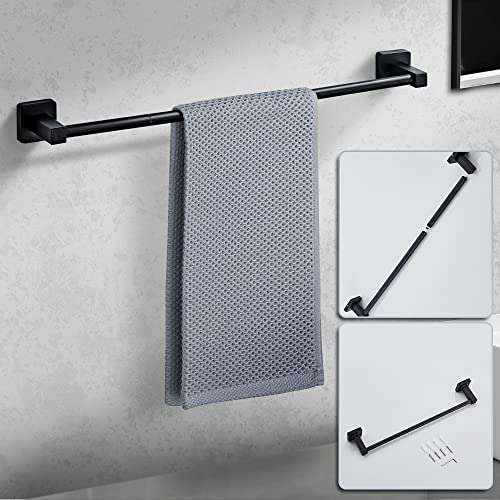 bluebyrne Matte Black Bathroom Hardware Set 4 Pieces,Bathroom Accessories Set Stainless Steel Wall Mounted, Hand Towel Bar, Towel Ring, Robe Towel Hooks,Toilet Paper Holder,Towel Bar Set, 23.6 Inch - Image 4