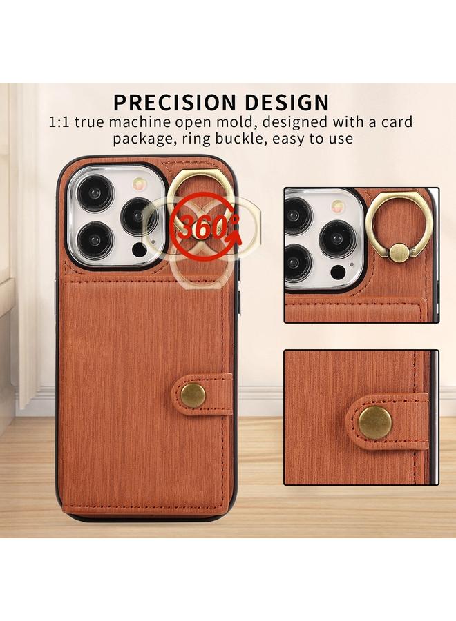 S-TOP Case For iPhone 14 Pro Brushed Texture Wallet Ring Holder Phone Case - Image 5