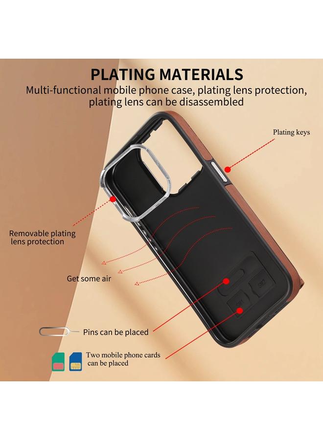 S-TOP Case For iPhone 14 Pro Brushed Texture Wallet Ring Holder Phone Case - Image 4