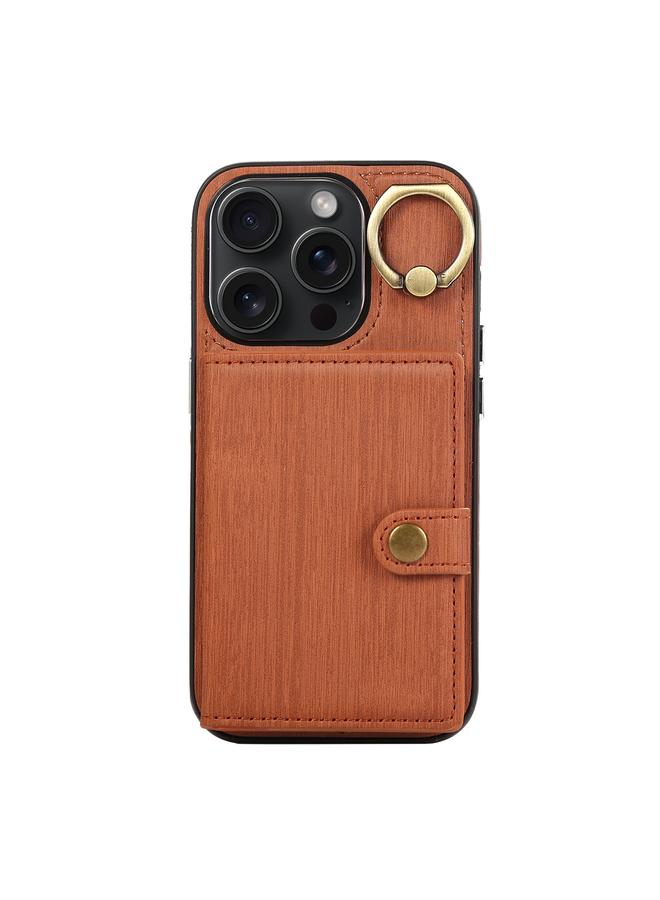 S-TOP Case For iPhone 14 Pro Brushed Texture Wallet Ring Holder Phone Case - Image 1