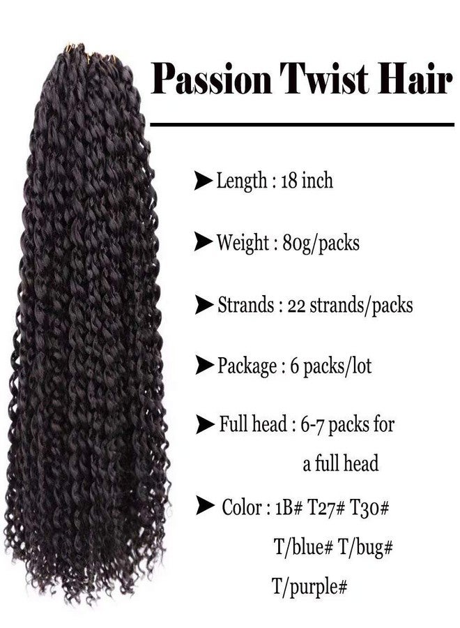 YOROSTAR 6 Packs Passion Twists Hair 18inch Water Wave Crochet Hair for Butterfly Soft Locs Synthetic Crochet Hair for Passion Twist Long Bohemian Locs Braiding Hair Extensions (18" 6packs 1B#) - Image 2