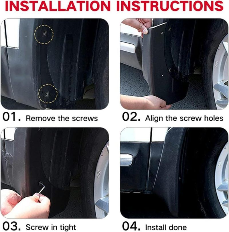 Car Mud Flaps - 4 Pcs High Durability Mud Guards Fits Jeep Cherokee Offering All-Season Protection Against Dust Dirt Gravel and Rain Splashes - Lightweight Tough Design for Off-Road Daily Use - Image 5