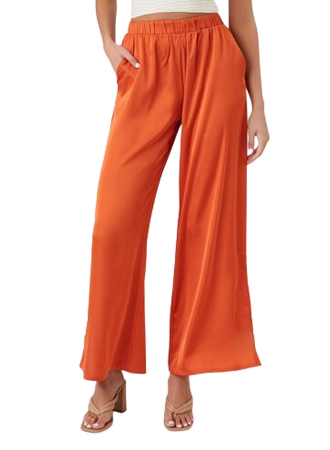 FOREVER 21 Satin Vented-Hem Wide-Leg Pants - Image 1