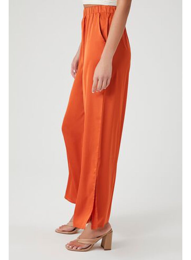 FOREVER 21 Satin Vented-Hem Wide-Leg Pants - Image 3