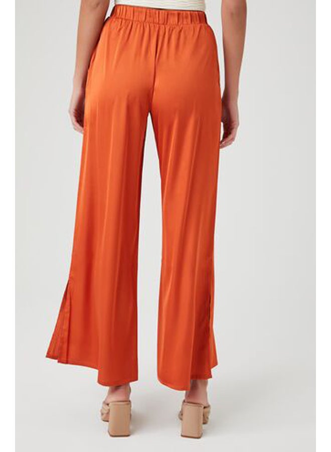 FOREVER 21 Satin Vented-Hem Wide-Leg Pants - Image 4