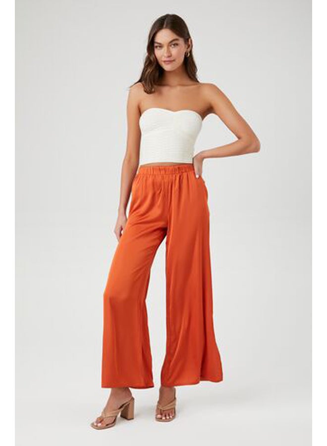 FOREVER 21 Satin Vented-Hem Wide-Leg Pants - Image 2
