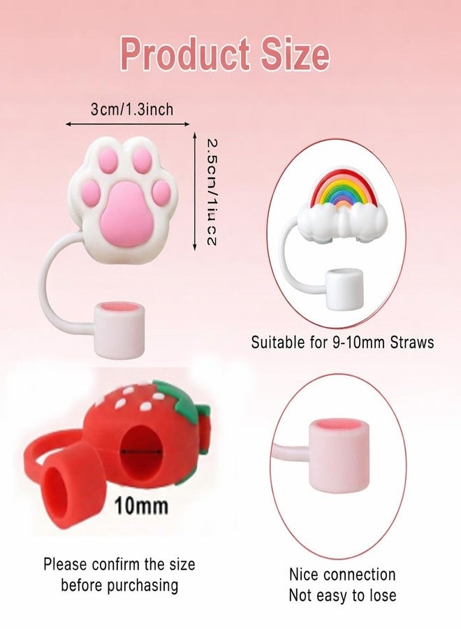 9UP® 8Pcs Silicone Straw Cover Caps for Tumbler | Cute Cartoon Straw Toppers, Reusable Anti-Dust Straw Protector for Stanley Cup & 10mm Straws (Multi-Design) - Image 2