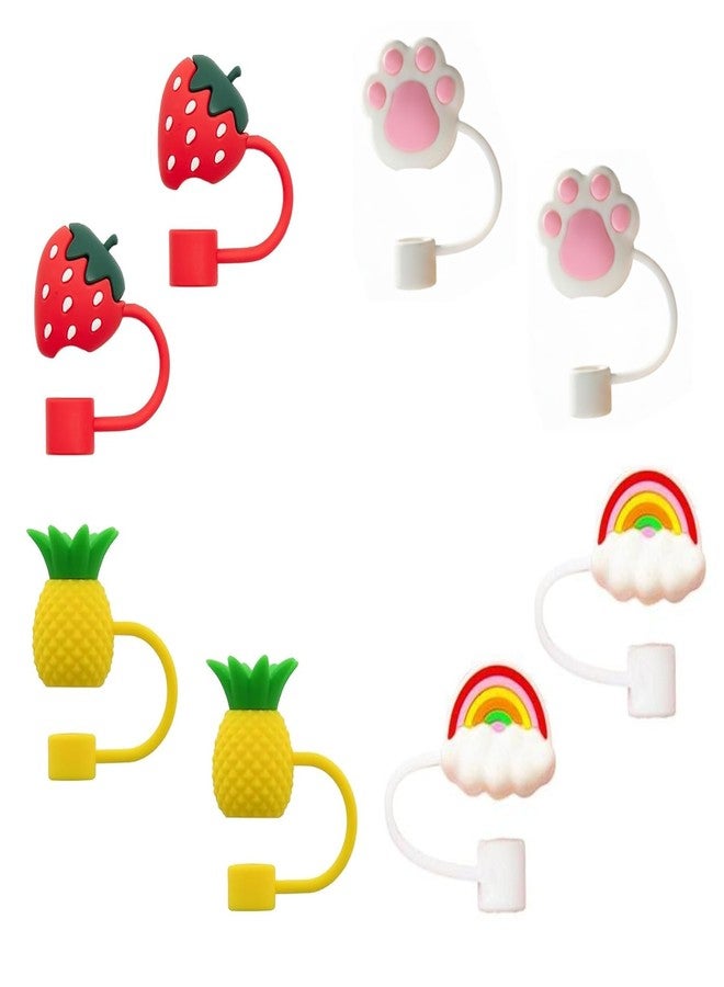 9UP® 8Pcs Silicone Straw Cover Caps for Tumbler | Cute Cartoon Straw Toppers, Reusable Anti-Dust Straw Protector for Stanley Cup & 10mm Straws (Multi-Design) - Image 1