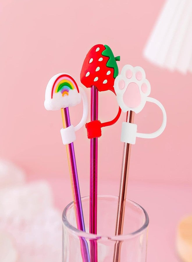 9UP® 8Pcs Silicone Straw Cover Caps for Tumbler | Cute Cartoon Straw Toppers, Reusable Anti-Dust Straw Protector for Stanley Cup & 10mm Straws (Multi-Design) - Image 4