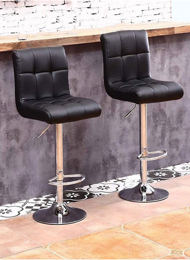 GoldenLike Bar Stool,Set of 2 PU Leather Bar Chairs,Adjustable Swivel Barstools,Kitchen Bar Stool Chair with Footrest,Square Counter Island Chair with Back for Home Office Pub Shop  - Image 1