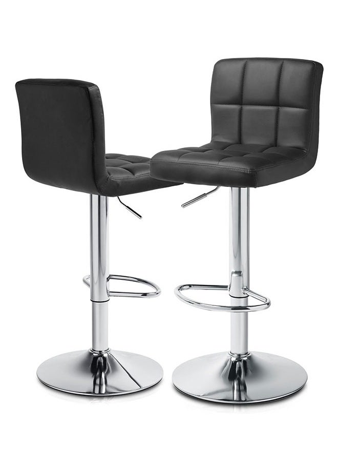 GoldenLike Bar Stool,Set of 2 PU Leather Bar Chairs,Adjustable Swivel Barstools,Kitchen Bar Stool Chair with Footrest,Square Counter Island Chair with Back for Home Office Pub Shop  - Image 2