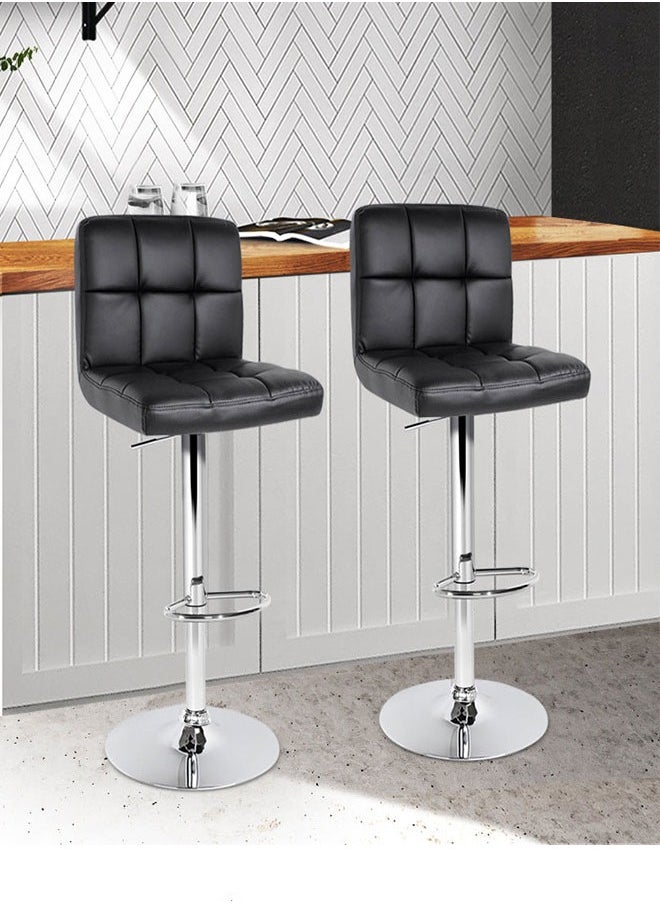 GoldenLike Bar Stool,Set of 2 PU Leather Bar Chairs,Adjustable Swivel Barstools,Kitchen Bar Stool Chair with Footrest,Square Counter Island Chair with Back for Home Office Pub Shop  - Image 3