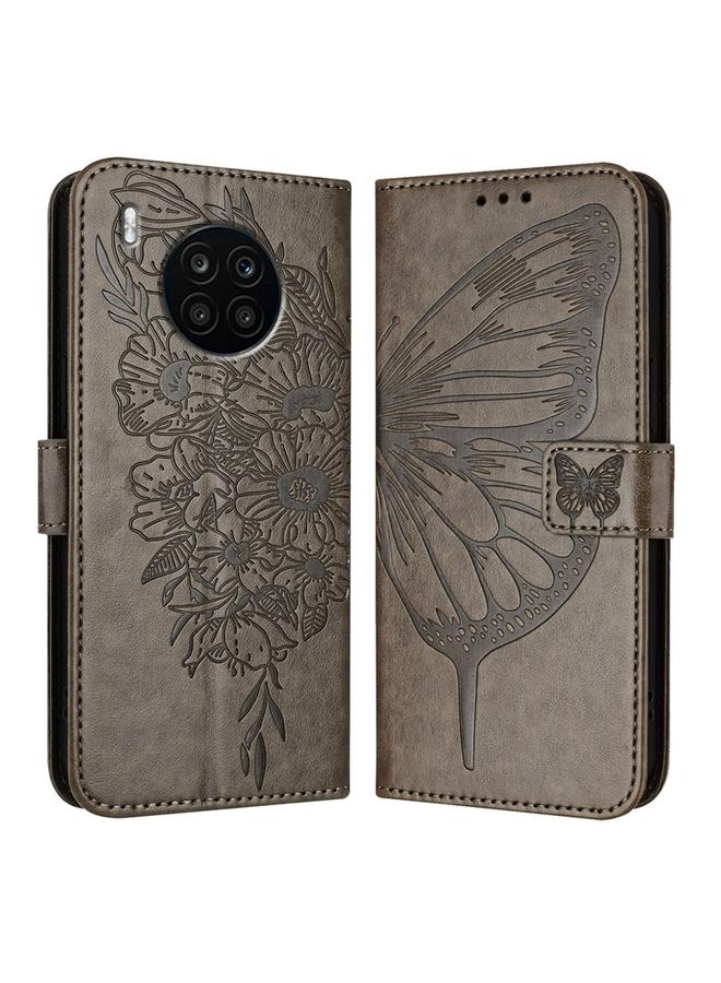 اس-توب جراب لهاتف Honor 50 Lite / Huawei Nova 8i، جراب هاتف جلدي منقوش عليه فراشة - Image 1