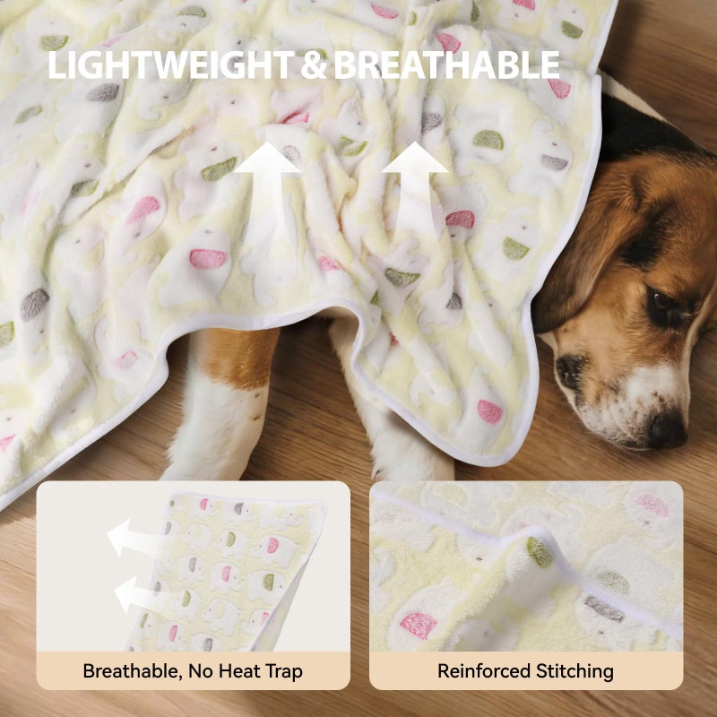 LINENLUX 1 Pack 3 Blankets Super Soft Fluffy Premium Fleece Dog Blankets for Puppy Cat Pet Blanket Flannel Throw Warm Sleep Elephant Pattern 23x16 inches - Image 2