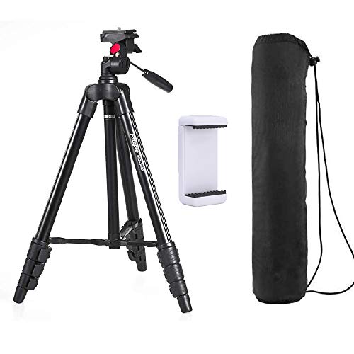 Fotopro DIGI-3400 4 ft Payload 2kgs Compact Tripod Ball Head for DSLR, Video Camera & Camcorder Adjustable Tripod Stand with Mobile Holder, Black - Image 1