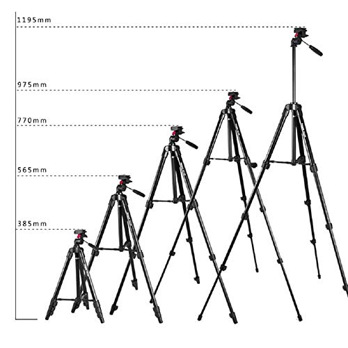 Fotopro DIGI-3400 4 ft Payload 2kgs Compact Tripod Ball Head for DSLR, Video Camera & Camcorder Adjustable Tripod Stand with Mobile Holder, Black - Image 2