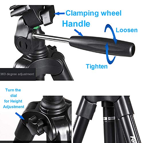Fotopro DIGI-3400 4 ft Payload 2kgs Compact Tripod Ball Head for DSLR, Video Camera & Camcorder Adjustable Tripod Stand with Mobile Holder, Black - Image 5