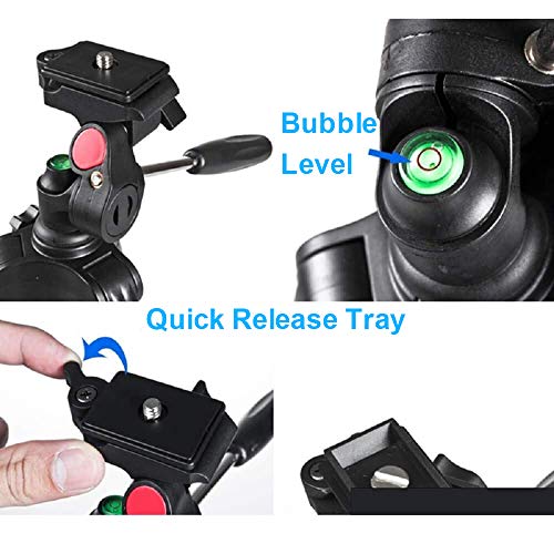 Fotopro DIGI-3400 4 ft Payload 2kgs Compact Tripod Ball Head for DSLR, Video Camera & Camcorder Adjustable Tripod Stand with Mobile Holder, Black - Image 3