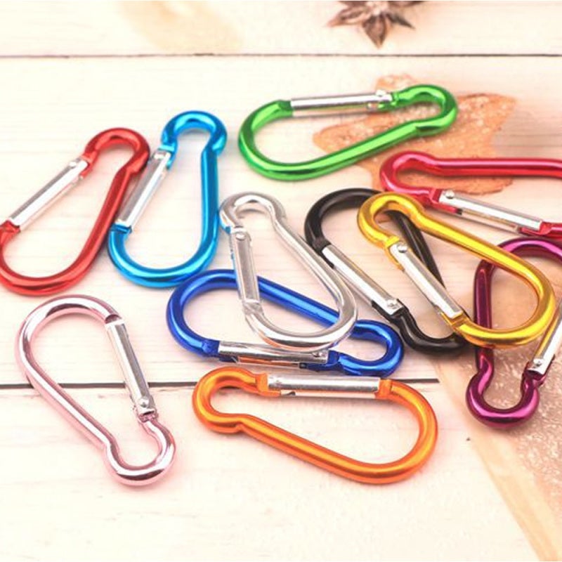 Spring-Loaded Carabiner 10 Pack Silver Aluminum Alloy - Durable Lightweight Outdoor Carabiner - Compact for Camping Hiking Travel Keychain - Image 5