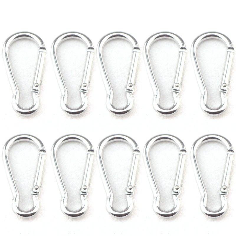 Spring-Loaded Carabiner 10 Pack Silver Aluminum Alloy - Durable Lightweight Outdoor Carabiner - Compact for Camping Hiking Travel Keychain - Image 1