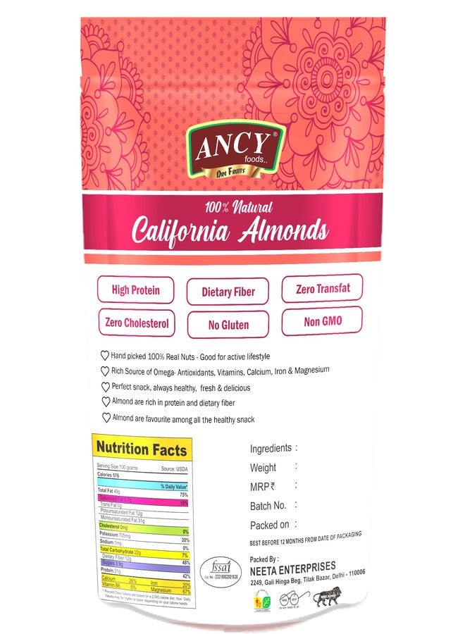 Ancy Almonds 1000 Grams (250 Grams X 4) - Raw, Whole And Delicious |Crunchy Texture without Sugar and Salt | Ideal for Snacking, Baking, Smoothies & Meal also for Healthy Lifestyle - Image 2