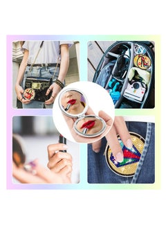 SYOSI 4 PCS Diamond Painting Compact Mirror DIY Pocket Mirror with Diamond Painting Cover Double-Sided Portable Folding Purse Makeup Mirror Diamond Art Kits for Women Girls Kids Gift  - Image 3