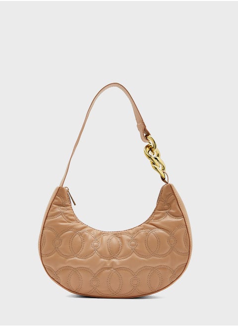 Circle Quilted Shoulder Handbag