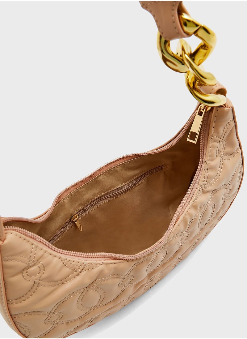 ELLA - Circle Quilted Shoulder Handbag - Image 1