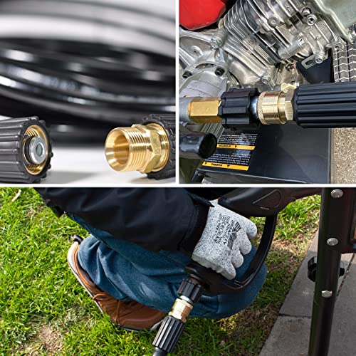 YAMATIC Pressure Washer Adapter Set Quick Connect Kit, M22 to 3/8" Quick Connectors, 5000 PSI Pressure Couplers Fittings for a Pressure Washer, Hose, and Gun - 5 PCS - Image 5