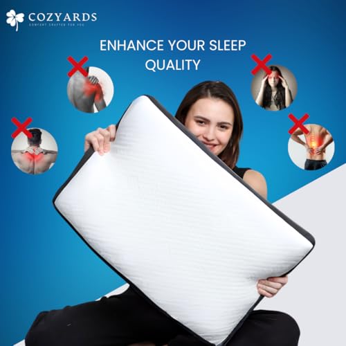 COZYARDS Set of 2 Premium COZYARDS Memory Foam Pillows – Engineered for Neck Pain Relief & Cervical Spondylitis Support | King Size - Image 5