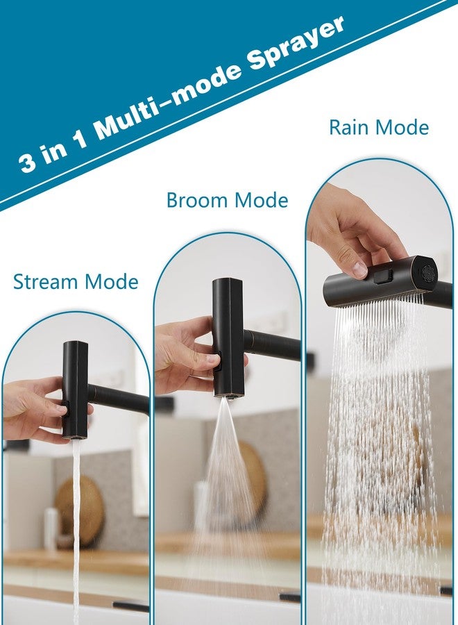 JOOM Kitchen Faucets with Pull Down Sprayer,Waterfall Kitchen Sink Faucet,Commercial Utility Stainless Steel Kitchen Faucets,Single Handle Kitchen Sink Faucet with Pull Down Sprayer for 3 Function,ORB - Image 2