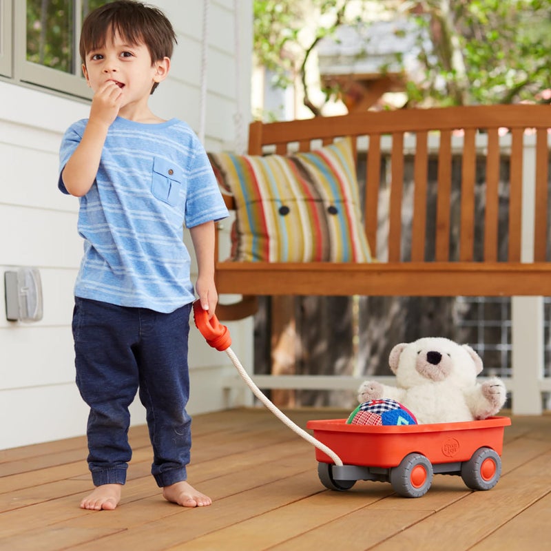 Green Toys Wagon, Orange CB - Pretend Play, Motor Skills, Kids Outdoor Toy Vehicle. No BPA, phthalates, PVC. Dishwasher Safe, Recycled Plastic. - Image 3