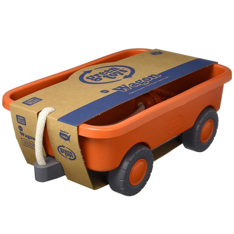 Green Toys Wagon, Orange CB - Pretend Play, Motor Skills, Kids Outdoor Toy Vehicle. No BPA, phthalates, PVC. Dishwasher Safe, Recycled Plastic. - Image 2