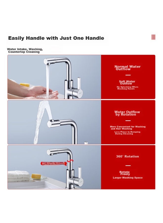 Larsd Basin Faucet, Hot And Cold Rotatable Faucet, Bathroom Sink Faucet For Face Washing And Hand Washing, Ld82011 - Image 2