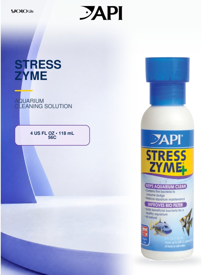 API Stress Zyme (4 oz), Aquarium Bacterial Cleaner, Sludge Remover, Tank Water Treatment, 300 Million Live Bacteria, for Maintenance, Fish Health - Image 1