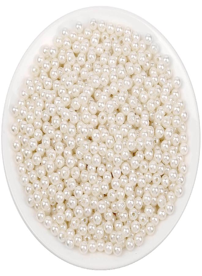anezus Pearl Beads for Craft, 1000pcs Ivory Faux Fake Pearls, 6 mm Small Sew on Pearl Beads with Holes for Jewelry Making, Bracelets, Necklaces, Hairs, Crafts, Decoration and Vase Filler - Image 3