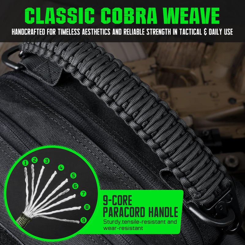 Pitozer Tactical Paracord Handleï¼Œ9-core Weaving Paracord Strap for Backpack Handle Replacementï¼ŒMolle Attachment with Metal Clips for Water Bottle Holder Sling Bags - Image 4