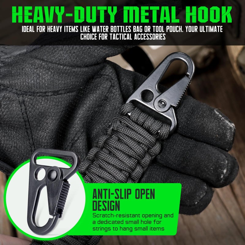 Pitozer Tactical Paracord Handleï¼Œ9-core Weaving Paracord Strap for Backpack Handle Replacementï¼ŒMolle Attachment with Metal Clips for Water Bottle Holder Sling Bags - Image 5