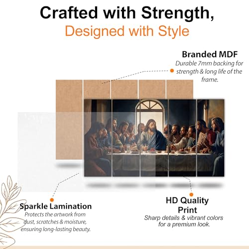 The Castle Decor jesus christ supper meal painting with frame Big Size(27x48) Wall art for living room,Bedroom,Drawing room,Hotels-Wooden Framed-Digital Painting - Image 4