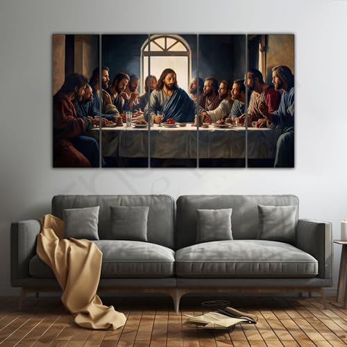 The Castle Decor jesus christ supper meal painting with frame Big Size(27x48) Wall art for living room,Bedroom,Drawing room,Hotels-Wooden Framed-Digital Painting - Image 1