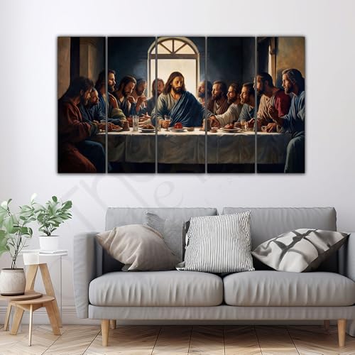 The Castle Decor jesus christ supper meal painting with frame Big Size(27x48) Wall art for living room,Bedroom,Drawing room,Hotels-Wooden Framed-Digital Painting - Image 3