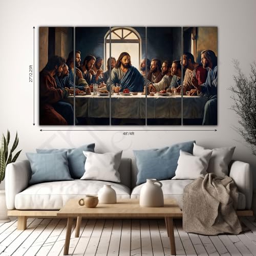 The Castle Decor jesus christ supper meal painting with frame Big Size(27x48) Wall art for living room,Bedroom,Drawing room,Hotels-Wooden Framed-Digital Painting - Image 2