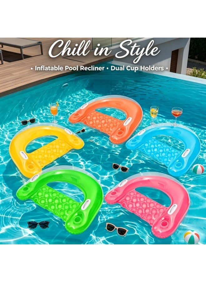 U-Shaped Inflatable PVC Pool Float Lounge Chair with Cup Holders for Adults - Image 2