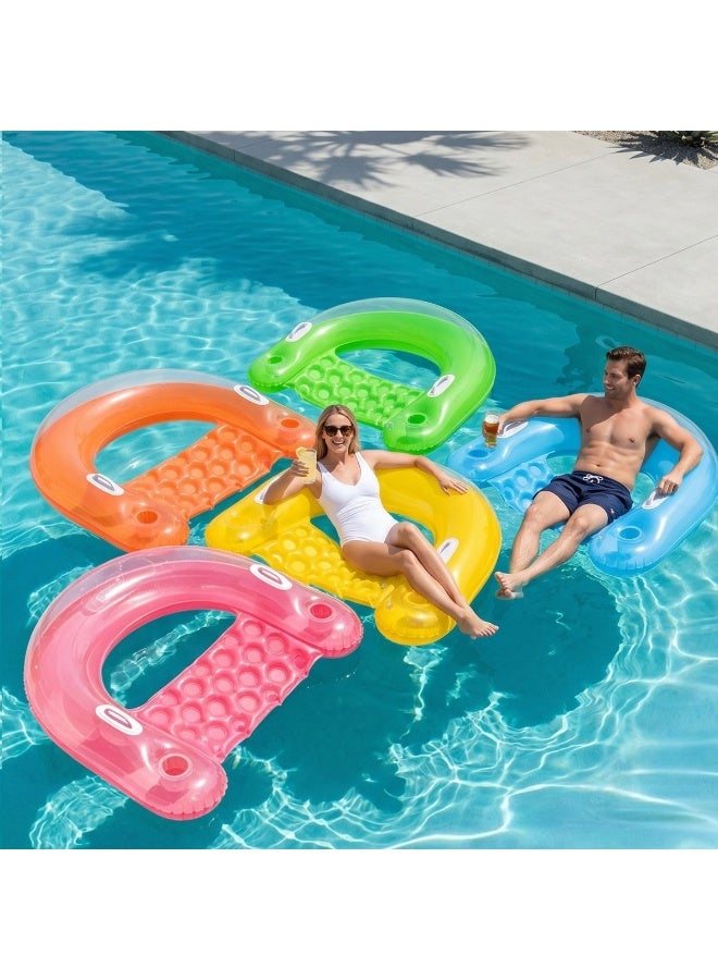 U-Shaped Inflatable PVC Pool Float Lounge Chair with Cup Holders for Adults - Image 1